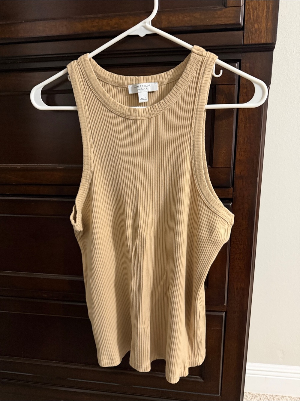 Ann Taylor Tan Ribbed Tank Top